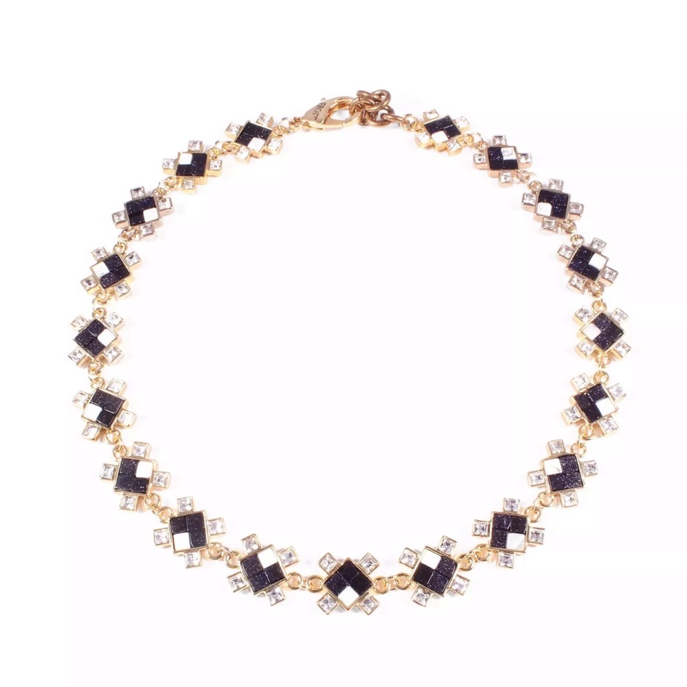 Lulu Frost Gold Necklace with Black and Clear Accents